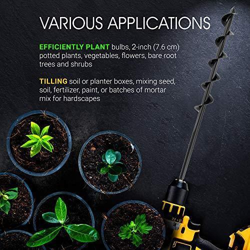 7Penn Garden Plant Flower Bulb Auger 3in x 24in Rapid Planter – Post or Umbrella Hole Digger for 3/8in Hex Drive Drill