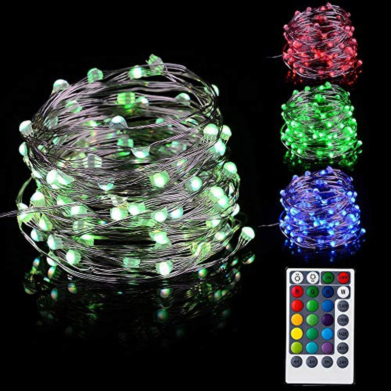 LED Fairy Lights 33ft 100 LEDs Battery Operated String Lights Waterproof Multi Color Changing, Firefly Lights with Remote Control for Indoor,Outdoor,Bedroom,Patio,Wedding,Party