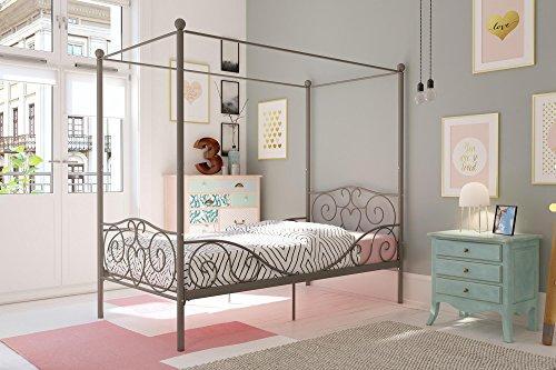 DHP Canopy Bed with Sturdy Bed Frame, Metal, Twin Size - White