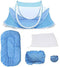 GPCT Foldable Baby Mosquito Travel Net Tent. Includes Mosquito Tent, Pillow, Mattress, Music Box, Mesh Bag. Keeps Insects Out. Portable Sun Shelters Infant Toddlers Children Beach Travel Crib- Blue