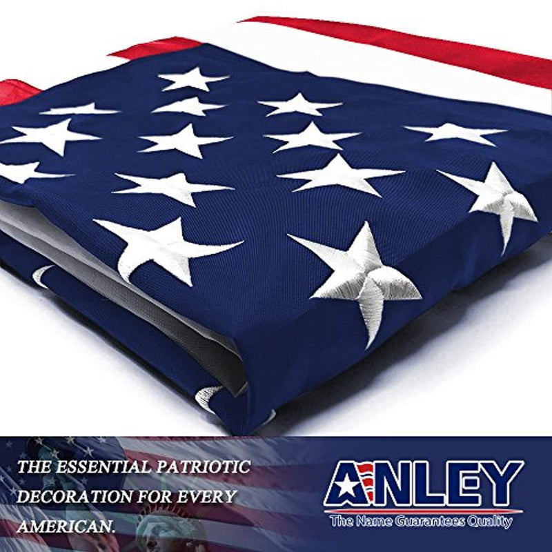 Anley |EverStrong Series| American US Flag 2x3 Foot Heavy Duty Nylon - Embroidered Stars and Sewn Stripes - 4 Rows of Lock Stitching - USA Banner Flags with Brass Grommets 2 X 3 Ft