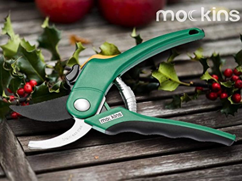 Mockins Professional Heavy Duty Garden Bypass Pruning Shears, Tree Trimmers Secateurs, Hand Pruner, Stainless Steel Blades | 8 mm Cutting Capacity