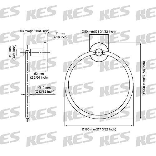 Kes Bath 3M Hand Towel Holder Ring Hanger Self-Adhesive + Nail Drill Free Glue Damage Free SUS304 Stainless Steel Brushed Finish, A2180DM-2