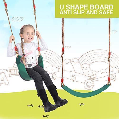 RedSwing Children Outdoor Swing Seat with 57-86" Rope, Kids Safety Playground Swing Seat Replacement, Belt Swing, Red