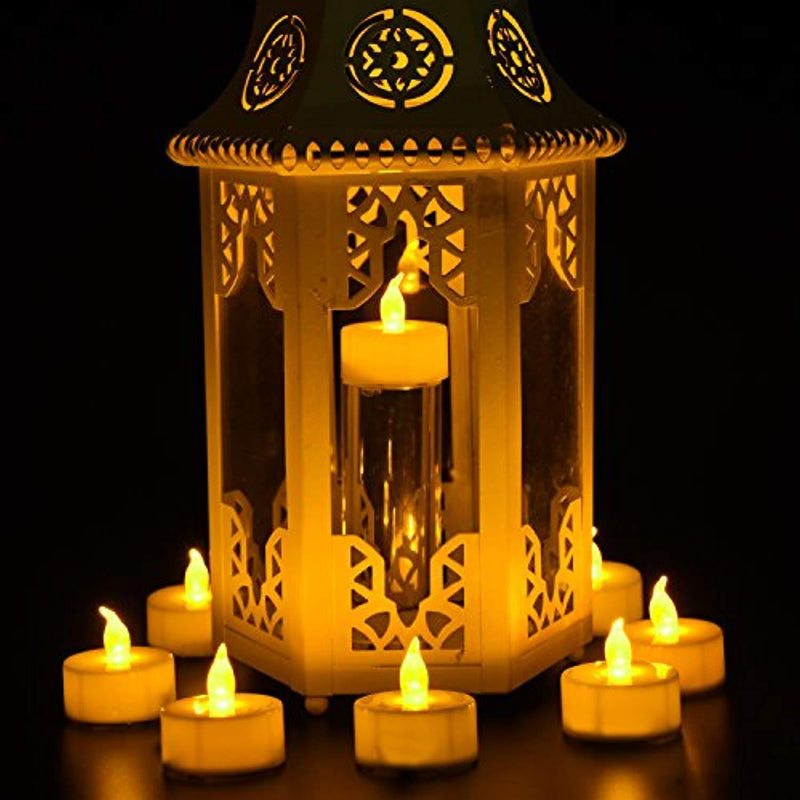 Tea Light Flameless LED Tea Lights Candles (125 Pack，$0.239/Count), Flickering Warm Yellow 100+ Hours Battery-Powered Tealight Candle. Ideal for Party, Wedding, Birthday, Gifts and Home Decoration