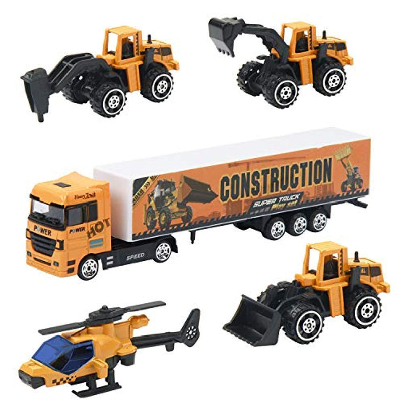 Oumoda 11 in 1 Transport Car, Die-cast Construction Truck Vehicle Car Toy Set Play Vehicles in Carrier Truck, Vehicles Toys Gifts for Age 3 4 + Years Old Kids, Boys and Girls