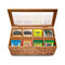 Simply Renewed Tea Box Organizer Chest Decorative Tea Bag Storage Container Bamboo 8 Compartment Box with Magnetic Closure and Ergonomic Front Handle Perfect for Organizing Your Tea Bags