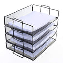 4 Tier Stackable Paper Tray - Metal Mesh Office File Organizer for Desk Printer Letter Teacher Paper Black Color by DeElf