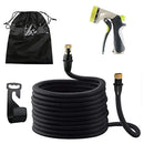 OKPOW Garden Hoses 100ft Expandable Water Hose Pipes Anti-Burst Non-Kink Natural Latex Pipe with Brass Fitting 8 Sprayers Nozzles for Garden Watering Car Washing Cleaning Pets Hose Black