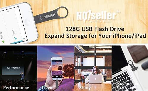 NO1seller Top Flash Drive for iPhone 128GB,USB Tpye C 3.0 Flash Drive Memory Stick for iPhone iPad PC Android External Storage,3 in 1 Photo Stick Space Gray