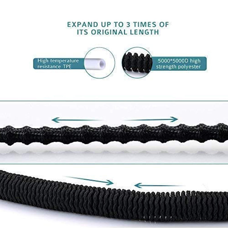iZEEKER (2018 New) Three Times Expandable 50 Feet Magic Hose,Washing Car Hose,Strongest Expandable Garden Hose,Solid Brass Ends, Double Latex Core, Extra Strength Fabric (Black)