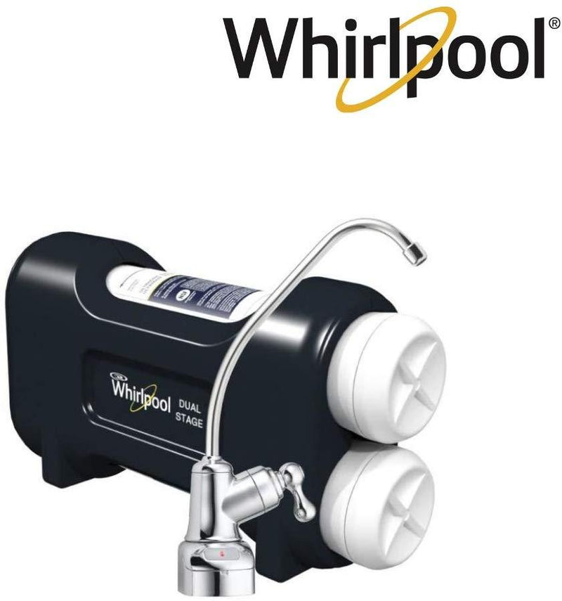 Whirlpool WHADUS5 Under Sink Water Filtration System with Chrome Faucet | Extra Long Life | Easy to Replace 2-Stage UltraEase Filter Cartridges, 1, Blue