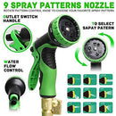 Expandable Garden Hose, 100 FT Lightweight Water Hose, 9 Functions Sprayer with Double Latex Core, Green Black Expandable Hose with 3/4" Solid Brass Fittings, Extra Strength Fabric