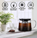 KORSMALL Cold Brew Maker and Tea Infuser, 1.5L/50oz Premium Glass Pitcher with Lid Removable and Reusable Filter Perfect for Hot or Iced Coffee, 1.5L / 50oz, black clear