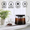 KORSMALL Cold Brew Maker and Tea Infuser, 1.5L/50oz Premium Glass Pitcher with Lid Removable and Reusable Filter Perfect for Hot or Iced Coffee, 1.5L / 50oz, black clear