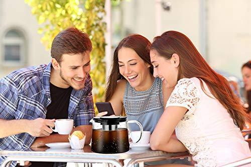 KORSMALL Cold Brew Maker and Tea Infuser, 1.5L/50oz Premium Glass Pitcher with Lid Removable and Reusable Filter Perfect for Hot or Iced Coffee, 1.5L / 50oz, black clear