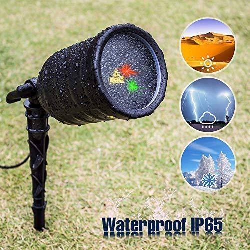 Roll over image to zoom in YMING Christmas Laser Lights Outdoor Projector with RF Wireless Remote, Including 8 Patterns, Class IIIA, 2.0mW Power, for Landscape Garden Holiday Party
