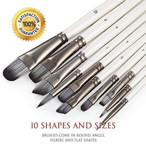 DUGATO Artist Paint Brushes Set 10pcs for Acrylic Oil Watercolor Gouache Paint by Numbers, Art Face and Body Professional Miniatures Painting Kits with Anti-Shedding Synthetic Nylon Tips Paintbrushes
