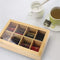 Bamboo Tea Bag Container, “GOOD TIME” Engraved Tea Box Organizer, Tea Bag Chest With Transparent Lid, 8 Compartments organizers and storage With Magnetic Closure By HTB