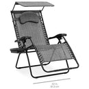 Best Choice Products Oversized Zero Gravity Reclining Lounge Patio Chair w/Folding Canopy Shade and Cup Holder - Navy