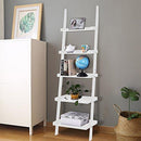 LEAN ON US Tangkula Ladder Bookcase 5-Tier Wood Leaning Shelf Wall Plant Shelf Ladder for Home Office Modern Flower Book Display Shelf Storage Rack Stable A-Frame Wooden Ladder Shelf (Black)