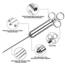 Upgraded Meat Injector Kit, Premium Medical Grade Stainless Steel Meat Syringe Kit with Marinade Needles, Spare O-Rings, Cleaning Brushes & Free Basting Brush - Great Tender, Juicy, Melt in your Mouth