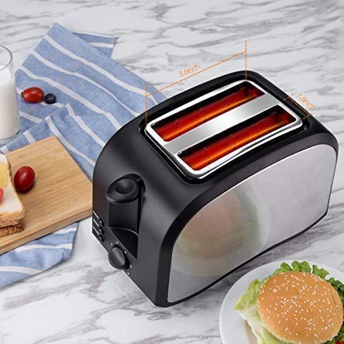 Toaster 4 Slice, CUSINAID Stainless Steel Toasters with Reheat Defrost Cancel Function, 7-Shade Setting, 4 Wide Slots Toaster - Black