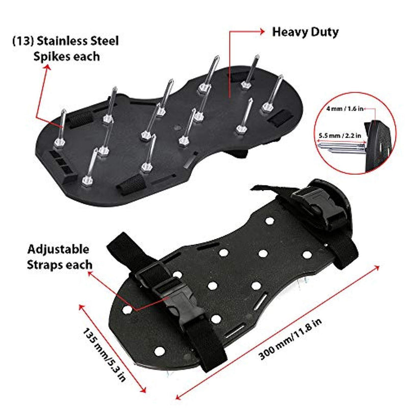 Lawn Aerator Shoes, Heavy Duty Spike Aerating Sandals Soil Adjustable Straps - Sturdy Universal Size, Men Women NO Assembly Needed Use Straight Out Box (Black)