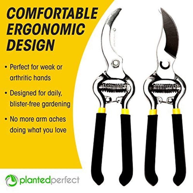 Planted Perfect Planted Perfect Pruning Shears 8" Hardened Steel Gardening Hand Pruners