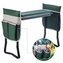 Fitnessclub Deep Seat Garden Kneeler and Seat-Folding Garden Kneeler with 2 Ex-Large Tool Pouches-Gardener Foldable Bench Stool with Kneeling Pad Cushion-Gardening Bench