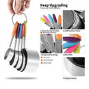 10 Piece Stainless Steel Measuring Cups And Spoons Set with with Colorful Silicone Handles