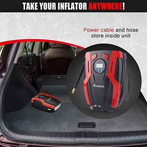 BOSONER Portable Air Compressor Pump, Tire Inflator, 12V DC Portable Air Compressor for Car Tires with LED Light for Car, Auto Shut-Off, Motorcycle, Bicycle, Balls and Other Inflatable Equipment