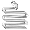 Elover Pants Hangers [4 Pack] S-Type Stainless Steel Multi Layers Jeans Hangers, Multi-Purpose Closet Storage Organizer for Pants Jeans Tie Scarf Towel Clothes, Space Saving Storage Rack