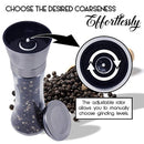 K Basix Salt and Pepper Shaker Grinder Set of 2-6 Oz Capacity, Stainless Steel Top and Tall Glass Body