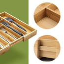 Kitchen Drawer Organizer, BAYKA Expandable Silverware Tray, 100% Pure Bamboo Drawer Dividers, Cutlery & Utensils & Flatware & Stationery Organizer with 4 Cushioning Pasters Fit Snugly into Any Drawer