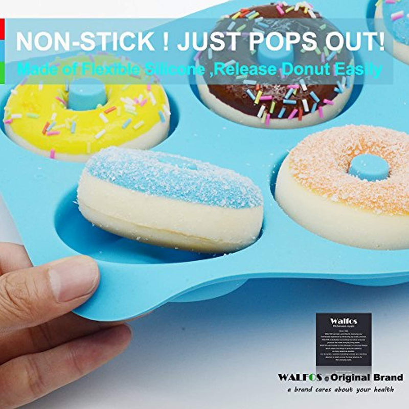 WALFOS 3 Pack Food Grade Silicone Donut Pan Molds,Non-Stick Safe Baking Pans for Full Size Perfect Shaped Doughnuts-Cake Biscuit Bagels -BPA Free,Dishwasher, Oven, Microwave, Freezer Safe