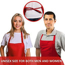 CHEFLUX [12pk] Premium Professional Red Restaurant Aprons with 2 Large Pockets [Bulk] Chef Cooking Bib Apron for Kitchen Waitress [Unisex] Men Women [53 g Lightweight] BBQ Painting Stylist Artist