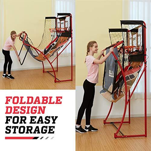 ESPN EZ Fold Indoor Basketball Game for 2 Players with LED Scoring and Arcade Sounds (6-Piece Set)