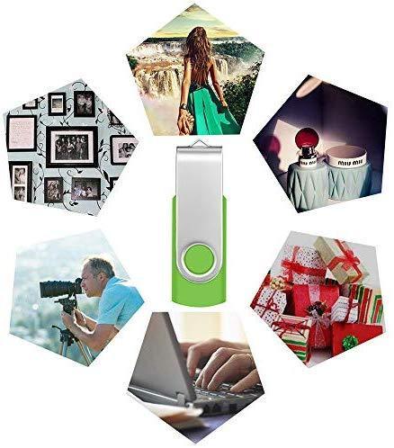 4GB Memory Stick USB 2.0 Flash Drive 10 Pack Bulk Thumb Drives 4 GB Portable Swivel Data Sticks Zip Drive Green PenDrive Jump Drive for Data Storage by FEBNISCTE