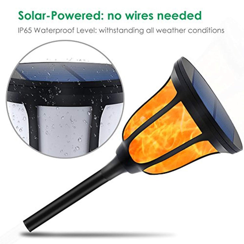 TomCare Solar Lights Solar Torches Lights Waterproof Dancing Flame Outdoor Lighting Landscape Decoration Lighting 96 LED Solar Powered Path Lights Dusk to Dawn Auto On/Off for Garden Patio Yard(4)