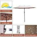 Outsunny VD-3454OPBE Crank-Tan 15' Double-Sided Twin Outdoor Market Patio Umbrella with Cran, L x 8.85'W x 7.9'H