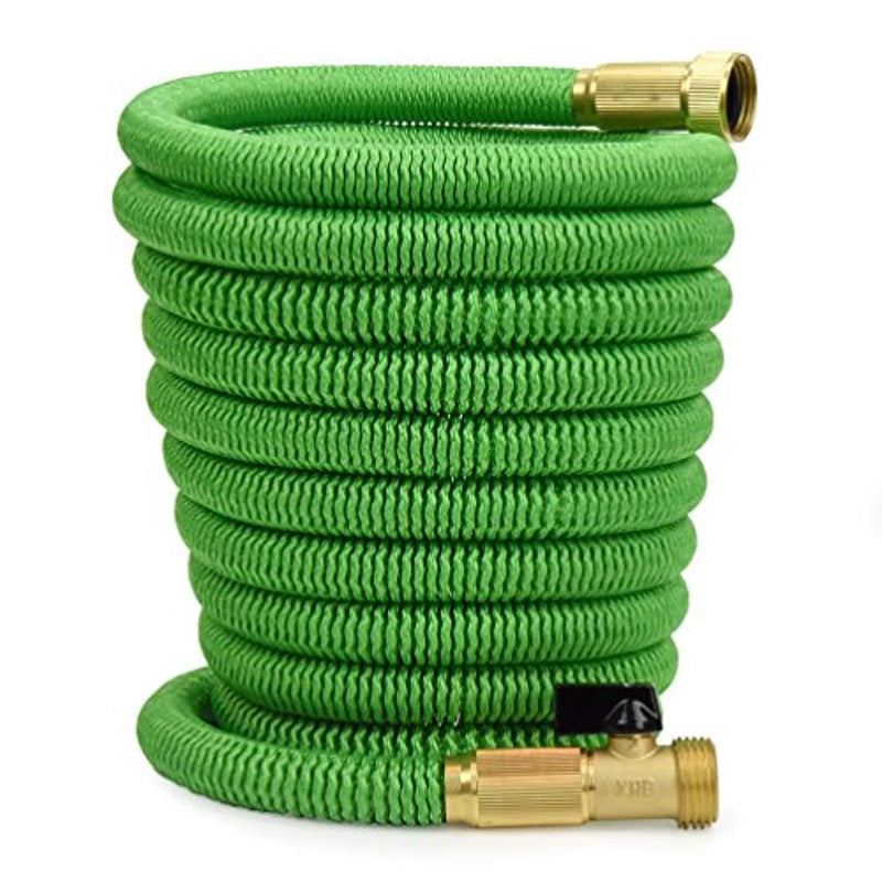 Glayko Tm 100 Feet Expandable Garden Hose - NEW 2018 Super Strong Construction- Strong Webbing -Solid Brass End + 8 Function Spray Nozzle and Shut-off Valve