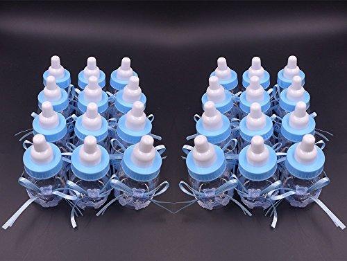 JZK 24 x Blue Favour Feeding Bottle Candy Bottle Party Favour Boxes Gift Box Bag for Favours, Sweets, Gifts & Jewelry for Children Baby Birthday Baby boy Baptism Shower Holy Communion Party