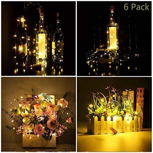 Wine Bottle Lights with Cork,CUUCOR 7.2ft 20 LED Battery Operated Fairy String Lights for DIY,Christmas,Party(Warm White,6 Pack)