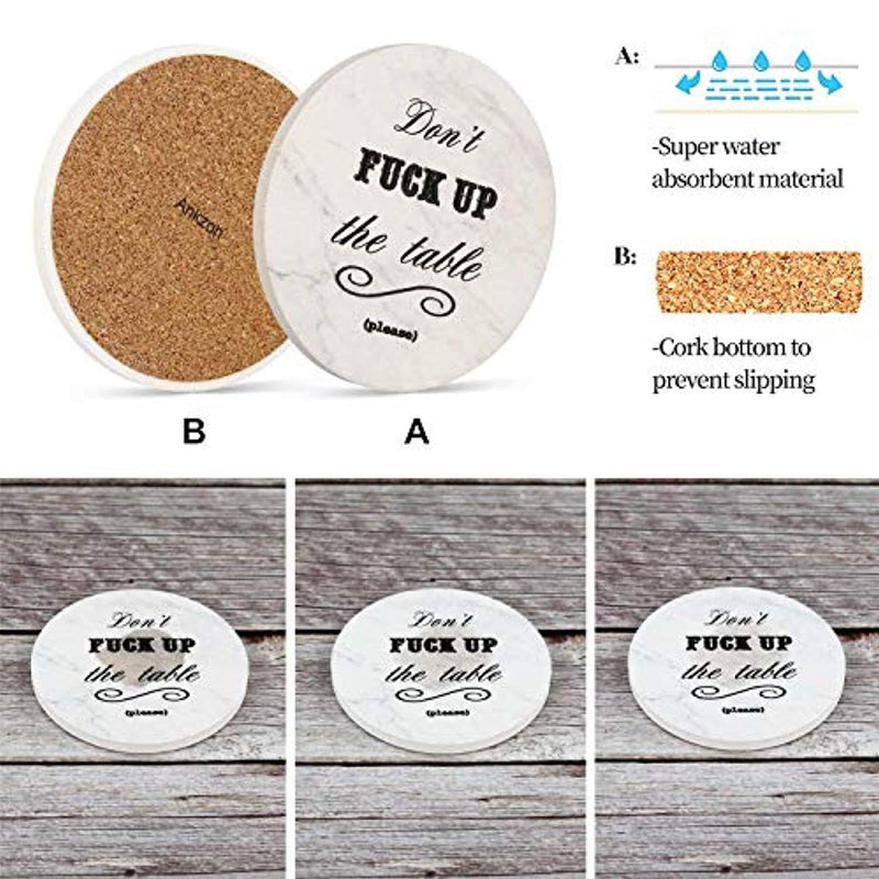 Coasters for Drinks | Absorbent Drink Coaster (6-Piece Set with Holder) | Housewarming Hostess Gifts, Man Cave House Warming Presents Decor, Wedding Registry, Living Room Decorations, Cool Gift Ideas