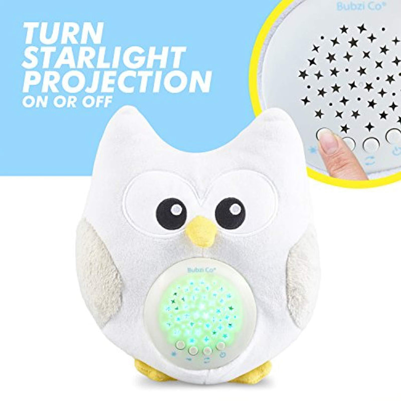 Bubzi Co White Noise Sound Machine & Sleep Aid Night Light. New Baby Gift, Woodland Owl Decor Nursery & Portable Soother Stuffed Animals Owl with 10 Popular Songs for Crib to Comfort Plush Toy by Bubzi Co