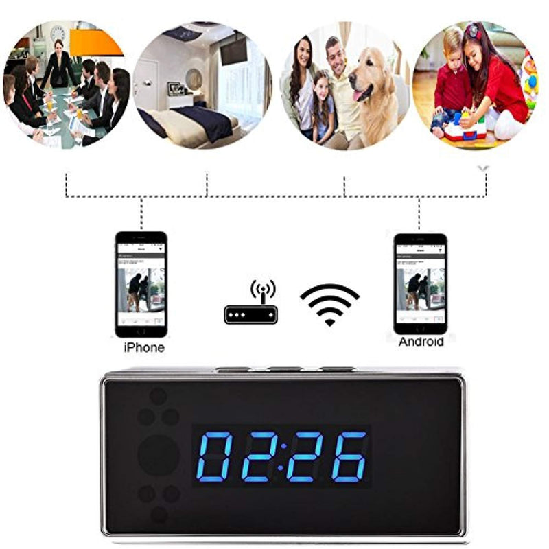 ZDMYING Spy Hidden Camera, HD 1080P WiFi Security Camera Alarm Clock with Night Vision/Motion Detection/Loop Recording Home Nanny Office Realtime Video