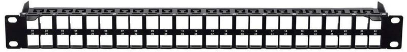 Monoprice Blank Keystone UTP Patch Panel - 48 Ports, Networking, 1U, with Wire Support Bar