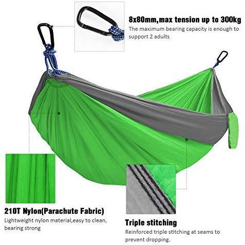 Kootek Camping Hammock Double & Single Portable Hammocks with 2 Tree Straps, Lightweight Nylon Parachute Hammocks for Backpacking, Travel, Beach, Backyard, Patio, Hiking