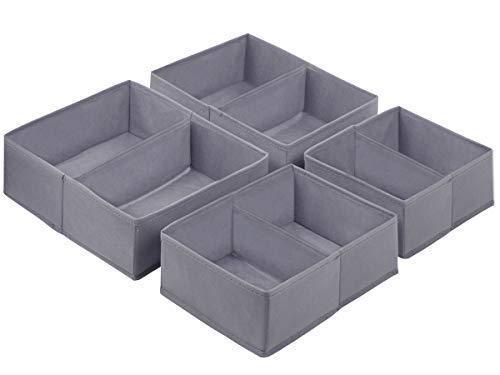 Homyfort Foldable Cloth Storage Box Closet Dresser Drawer Organizer Cube Basket Bins Containers Divider with Drawers for Underwear, Bras, Socks, Ties, Scarves, Set of 6, Grey